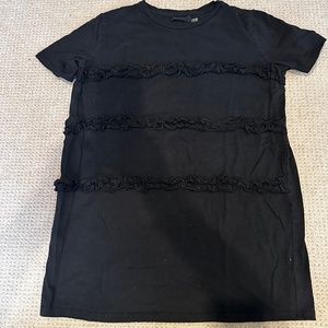 Black Cotton Mustard Seed Ruffle Dress